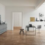 20.VENTI by 967ARCH, designed in 2017‚Äì2019. This office system 20.VENTI features a linear iconic design typical of MDF Italia‚Äôs ‚ÄúDNA‚Äù. A reflection on the desk, the archetypal workstation, proposes to create an office atmosphere in a contemporary key. The contrast between full and empty volumes, the carefully studied combination of various finishes and the cables built into the bearing frame define an renewed proposal for office furnishings.