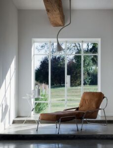 ARMCHAIR MAGGIOLINA BY MARCO ZANUSO 1947. STARTING FROM THE HYPOTHESIS OF AN INEXPENSIVE, DISMANTABLE ARMCHAIR, IT WAS DESIGNED BY MARCO ZANUSO TOWARDS THE END OF THE 1940S FOR A COMPETITION HELD BY THE MOMA OF NEW YORK. IT HAD A STRUCTURE OF CURVED STEEL TUBING FROM WHICH A BURLAP ‚ÄòBAG‚Äô WAS HUNG, THE ‚ÄòPOCKETS‚Äô OF WHICH CONTAINED TWO PANELS OF PLYWOOD, INSERTED TO SUPPORT THE TWO PADDED CUSHIONS USED AS SEAT AND BACKREST.