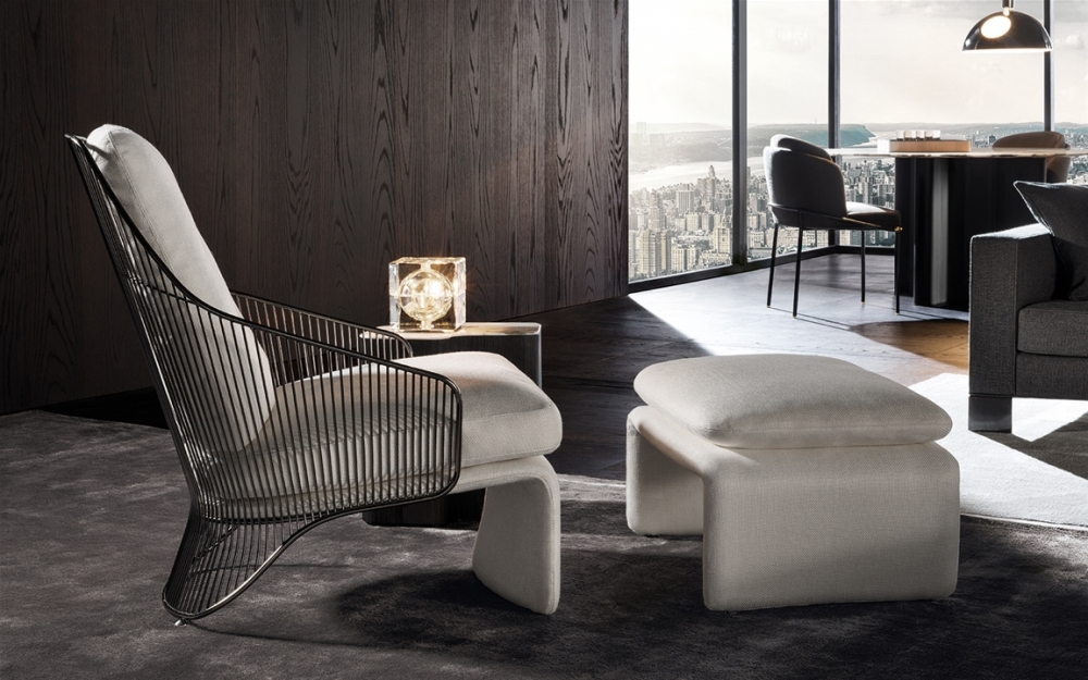 COLETTE berg√®re and footstool by RODOLFO DORDONI