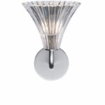 MILLE NUITS wall sconce TULIPE designed by MATHIAS. The sconce pivots 180 degrees, directing the glow anywhere between ceiling and floor, with the beveled cuts of the cup enhancing the light-scattering properties all the more. The TULIP wall sconce is available in luminous clear crystal, and Baccarat‚Äôs signature red hue. The Mille Nuits collection references the 1001 Tales of The Arabian Nights. The collection also includes other lighting fixtures (from candelabras to chandeliers), as well as bar and tableware (from champagne flutes to dessert plates).