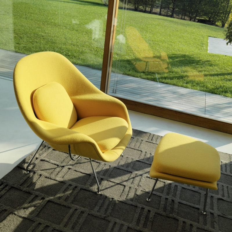 WOMB CHAIR and OTTOMAN by EERO SAARINEN, designed in 1948.