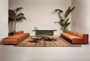 Sofa LIFE by Roberto Monsani. In envisioning new styles of living, ROBERTO MONSANI imagined solutions to reshape the home, and the LIFE sofa retains its modern edge. Maintaining its modular and flexible design, today the sof√†s original lucite frame has been elongated and updated with versions in dark stained walnut and black ash for contemporary living ideals. The feather cushions, extremely comfortable and designed for informal relaxation, are made even more welcoming by the velvet upholstery or the other fabrics in the collection.The seat and pouf make it possible to create infinite configurations that can be modified according to need.
