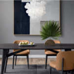 ABREY chair  designed by GABRIELE and OSCAR BURATTI. Comprising several different seating options with a sophisticated elegant aesthetic, the ABREY product family features chairs, armchairs and stools in two different heights. With an invitingly generous and curved backrest, all the versions of this model in the range deliver supreme comfort levels.