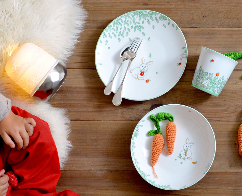 NEW PORCELAIN PLATE, CEREAL BOWL AND TUMBLER FOR CHILDREN PETIT BOULINGRIN
