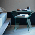 CHARLOTTE DE NUIT BEDSIDE TABLE IN CURVED GLASS BY PROSPERO RASULO
