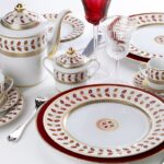 PORCELAIN TABLEWARE CONSTANCE ROUGE, OPALINE SERVICE PLATE MOROCCAN RED