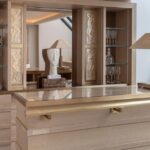 LALIQUE SUITE'S BAR by PATRICK HELLMANN at PRINCE DE GALLES HOTEL, PARIS,WHICH FEATURES BEAUTIFUL LALIQUE CRYSTAL PANELS, INCLUDING THE PANEL