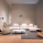 SOFA PIANOALTO BY LUDOVICA + ROBERTO PALOMBA 2012 , SMALL TABLE  GRAPHIUM BY GARCIA CUMINI 2019,  STOOL MEZZADRO BY ACHILLE AND PIER GIACOMO CASTIGLIONI 1957