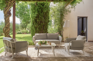 ANGEL collection  designed by ANGELETTI & RUZZA, is a complete collection of dining and lounge chairs with matching cushions, as well as coffee tables and tables in various shapes and sizes that can accommodate up to 8 people. Featuring a soft design with curvy graphics, comfort and an aluminium structure, ANGEL is the perfect collection for creating convivial atmospheres even at seasides.