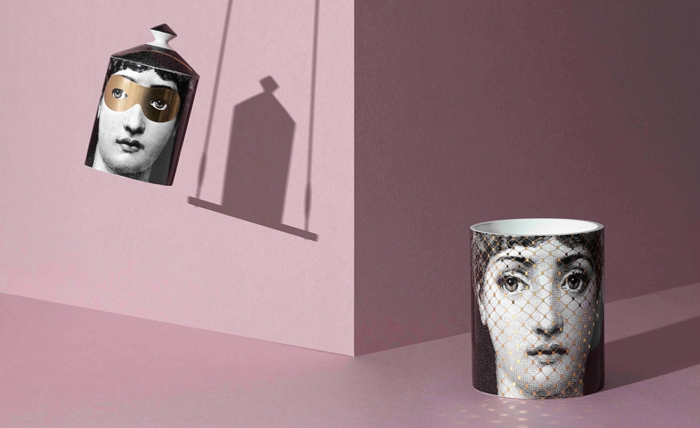 SCENTED CANDLES THE 'GOLDEN BURLESQUE' DESIGN BRINGS A NEW GLINT TO THE EXISTING 'BURLESQUE' COLLECTION BY WAY OF GOLD HIGHLIGHTS ‚Äì A PLAYFUL NETTED VEIL OR GLEAMING VISOR MASKING CAVALIERI'S FACE