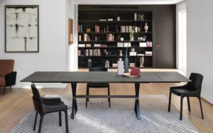 HYPE EXTENDIBLE TABLE WITH BACK-LAQUERED GLASS TOP GLASS TOP BY STUDIO KLASS
