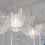 HIRONDELLES chandelier clear crystal, chrome finish, large size