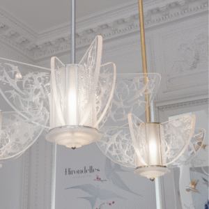 HIRONDELLES chandelier clear crystal, chrome finish, large size