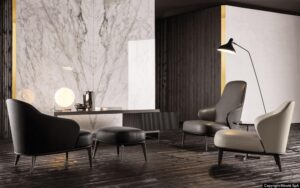 LESLIE armchairs and ottoman by RODOLFO DORDONI