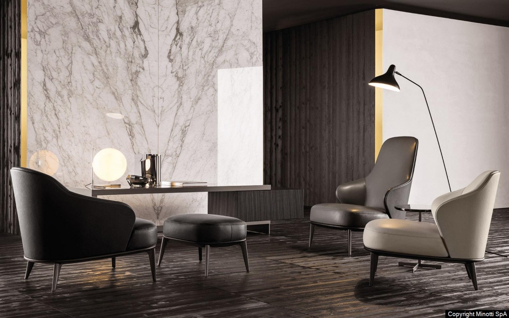 LESLIE armchairs and ottoman by RODOLFO DORDONI